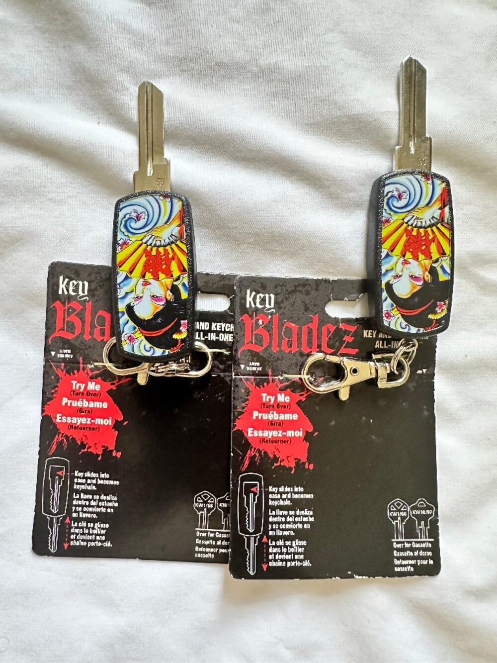 2 Hillman Key Bladez Retractable Key & Keychains All In One KW1/66 Brand New